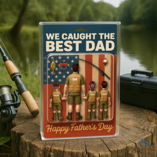 Custom Name I Caught The Best Dad Acrylic Block Plaque, Best Dad Fishing Acrylic Block Plaque, Father's Day Gift For Dad, Gift For Husband