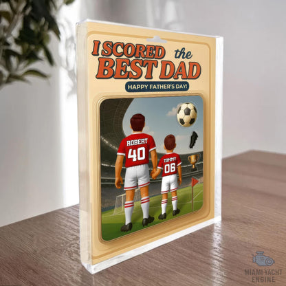 Custom Name We Scored The Best Dad Acrylic Block Plaque, Best Football Dad Ever Acrylic Block, Father's Day Gift For Dad, Gift For Husband