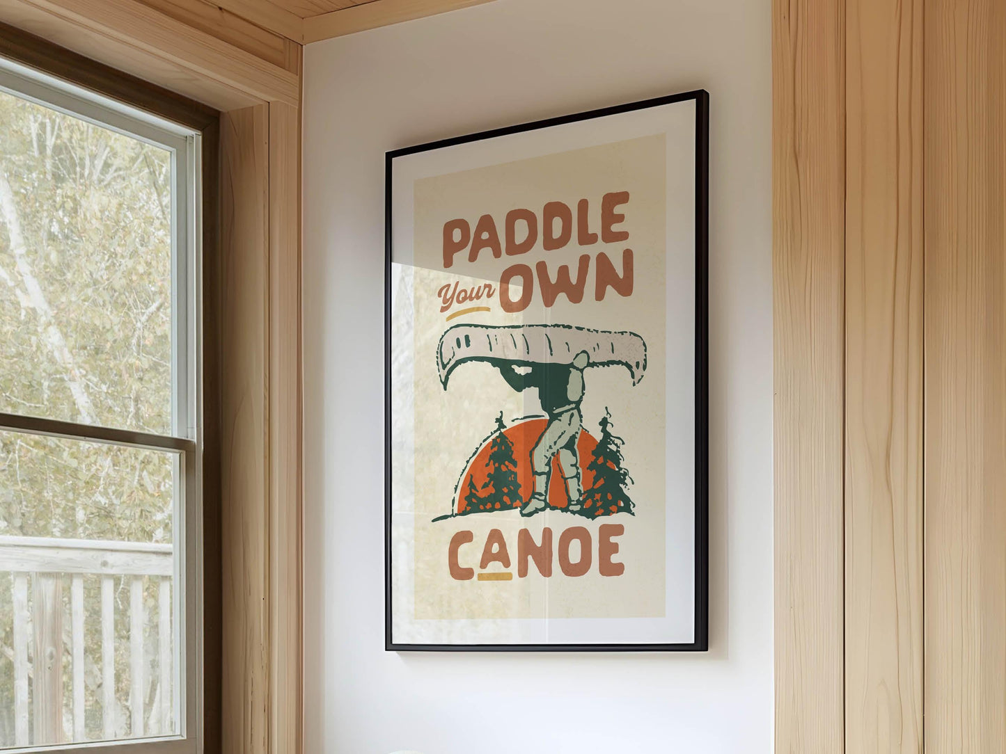 Fun River/Lake Print Retro Outdoors Art Gift for Friend Nature Art Canoe Poster Cabin Wall Decor Outdoorsy Wall Art Fishing Hunting Camp