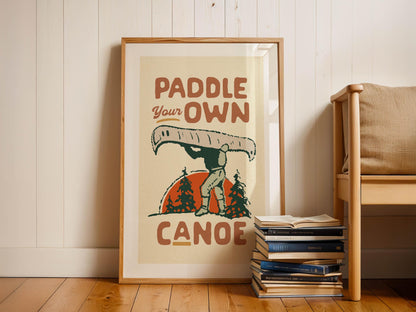Fun River/Lake Print Retro Outdoors Art Gift for Friend Nature Art Canoe Poster Cabin Wall Decor Outdoorsy Wall Art Fishing Hunting Camp