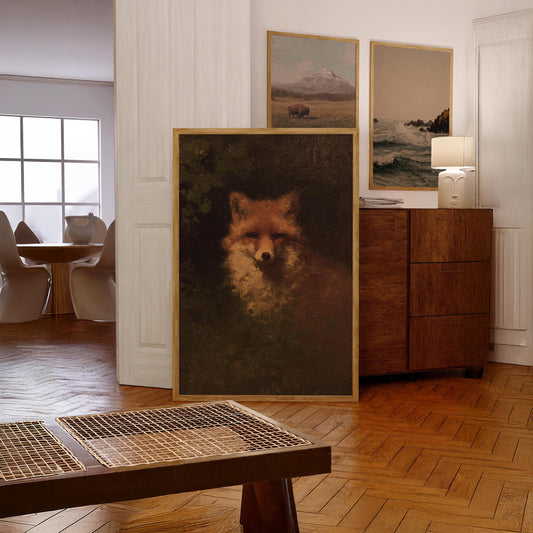 Vintage Fox Poster, Dark Academia Print, Witchy Wall Decor, Moody Wall Art, Vintage Oil Painting, Victorian Gothic Art, Animal Wall Art