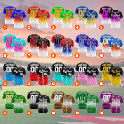 Custom baseball jersey personalized team name number gradient team uniform party jerseys Sports shirt Kids Adults (Printed Glitter)