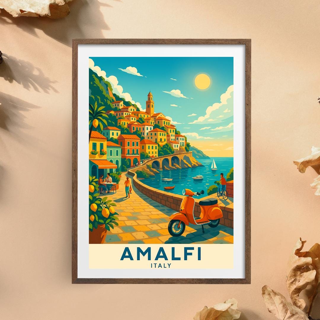 Amalfi Coast Print, Italy Wall Art, Amalfi Wall Art, Amalfi Travel Print, Birthday Present, Wedding Gift, Travel Decor, Travel Wall Art
