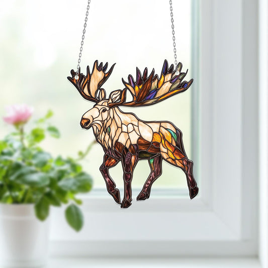 Moose Window Hanging Rustic Wildlife Decor – Forest Animal Ornament, Cabin Home Gift, Lodge Style Wall Art, Gift for Him, Nature Lover