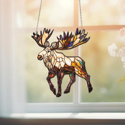 Moose Window Hanging Rustic Wildlife Decor – Forest Animal Ornament, Cabin Home Gift, Lodge Style Wall Art, Gift for Him, Nature Lover