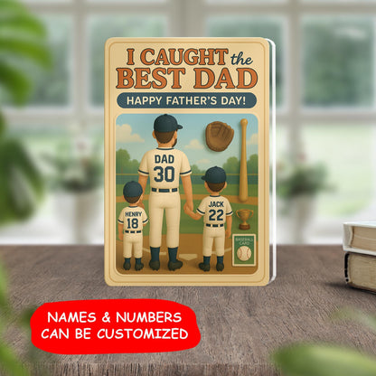 Father's Day 2025 Gift, We Caught The Best Dad Baseball Custom Figure Personalized Acrylic Block Plaque, Personalized Gift For Dad, Husband