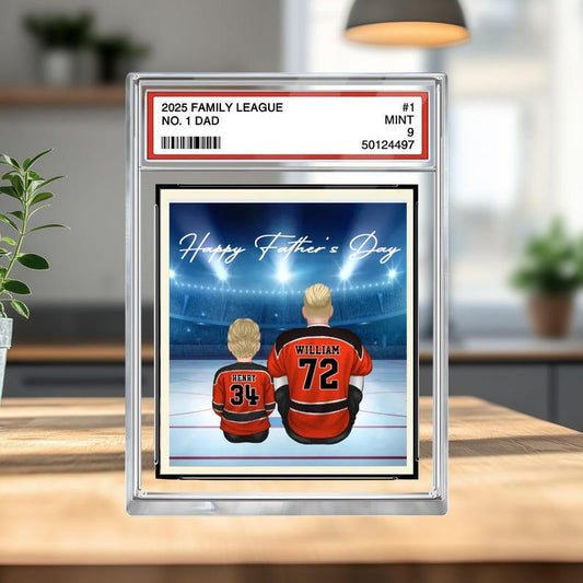 Hockey No. 1 Dad Personalized Trading Card Acrylic Block Plaque, Father's Day 2025 Gift For Hockey Lover, Hockey Player, Hockey Husband Gift