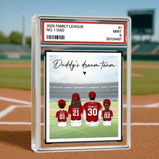 Baseball Dad Acrylic Photo Block, Custom Trading Card Gift For Father's Day 2025, Personalized Gift From Kids Or Wife, Baseball Player