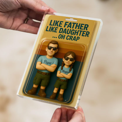 Personalized Father's Day Gift For Dad, Custom Photo Dad And Kids Figure Acrylic Block, Like Father Like Daughter Plaque, Gift For Husband