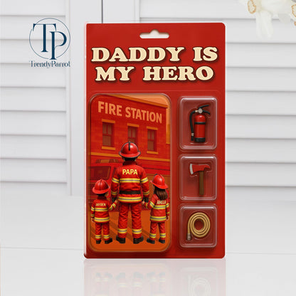 Personalized Firefighter Acrylic Block, Custom Figure Firefighter Dad Personalized Acrylic Block Plaque, Father's Day Gifts, Gift from Kids