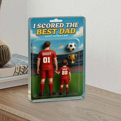 Custom I Scored The Best Dad Soccer Shape Acrylic Block, Father's Day 2025 Gift, Soccer Custom Figure, Gift For Husband, Soccer Gift For Dad