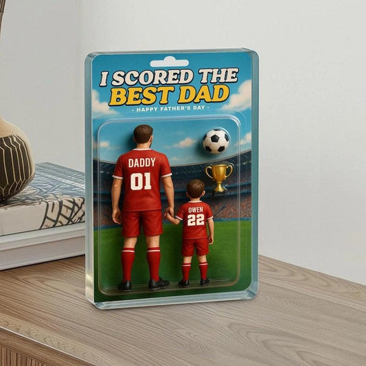 Custom I Scored The Best Dad Soccer Shape Acrylic Block, Father's Day 2025 Gift, Soccer Custom Figure, Gift For Husband, Soccer Gift For Dad