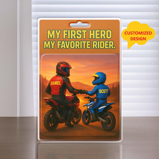 Custom Dad and Son Motocross Action Figure Acrylic Block, Custom My First Hero, My Favorite Rider Plaque, Motorcycle Dad Birthday Gift