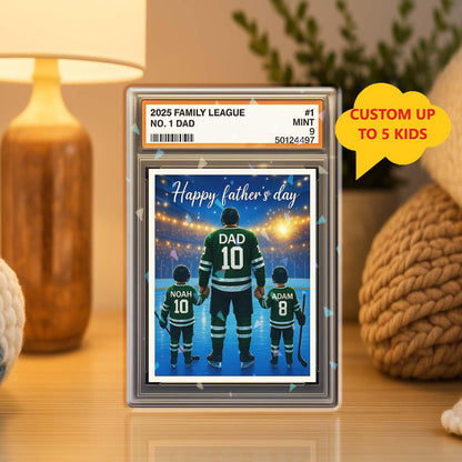 Personalized Hockey No. 1 Dad Trading Card Acrylic Block Plaque, Father's Day Gift For Hockey Player, Hockey Lover Gift, Husband Block