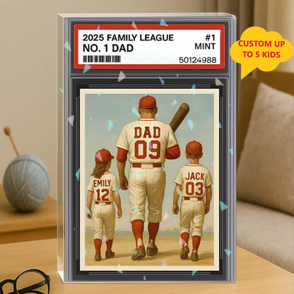 Baseball No. 1 Dad Man And Kids Trading Card Style Acrylic Block Plaque, Dad Team Father's Day Gift for Baseball Dad, Husband Gift RE-LS7240