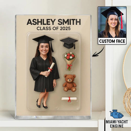 3D Effect Graduate Acrylic Block Plaque, Personalized Custom Figure Keepsake, Graduation Gift for Students