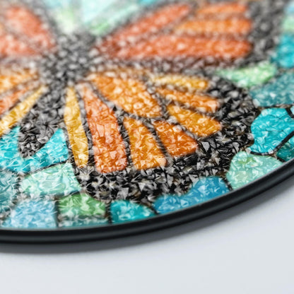 Monarch butterfly stained glass suncatcher round window decor gift for nature lover