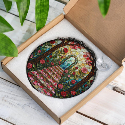 rose path stained glass enchanted garden suncatcher gift for mom