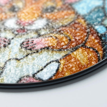 Chubby hamster art stained glass round window suncatcher animal decor gift for kids or pet lovers