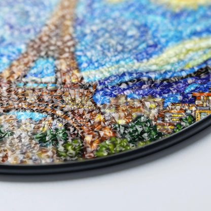 Eiffel Tower Starry Night Style Round Stained Glass Suncatcher Gift for Paris Lover