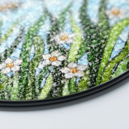 Flying bees and white flowers round glass suncatcher honey garden art gift for mom