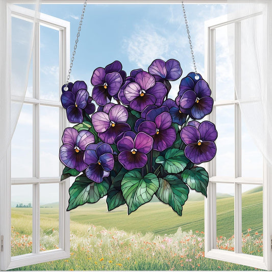 February Month Of Birth Flower Violet Acrylic Window Hanging, Gifts for February birthdays, Birth Floral Home Decor, Gift For Violet lovers