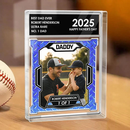 Custom Photo No1 Dad Trading Card Style Personalized Acrylic Block Plaque, Trading Card Style Acrylic Plaque, Personalised Father’s Day Gift