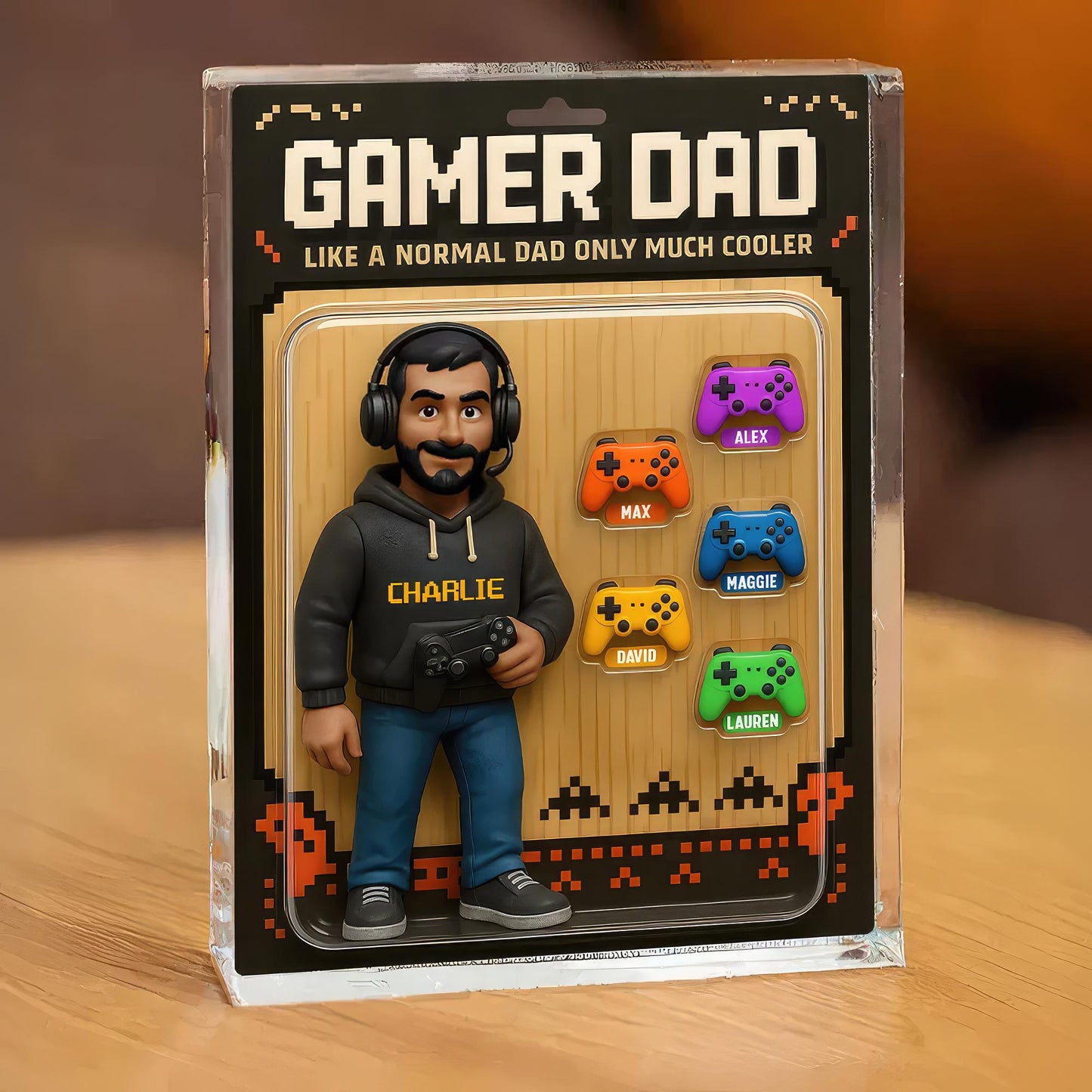 Custom Gamer Dad Action Figure, Personalized Acrylic Block Plaque, Cool Father's Day Gift for Gamer Husband or Dad
