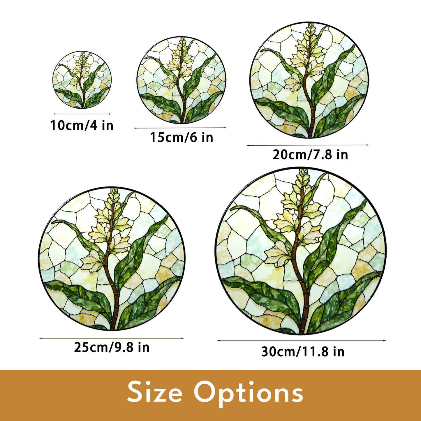 Stained glass lemongrass botanical panel garden suncatcher for plant lover gift
