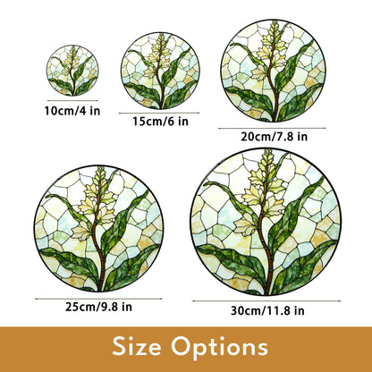Stained glass lemongrass botanical panel garden suncatcher for plant lover gift