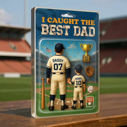 I Caught the Best Dad Baseball Acrylic Plaque, Trading Card Style Custom Action Figure Plaque, Custom Acrylic Block, Father's Day Dad Gift