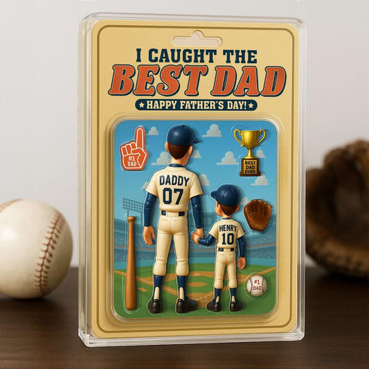 Personalized I Caught the Best Dad Baseball Acrylic Plaque – Custom Father’s Day Gift for Dad, Husband, Grandpa, Pop, Acrylic Block Plaque