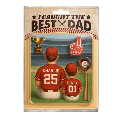 Personalized I Caught the Best Dad Baseball Acrylic Plaque – Custom Father’s Day Gift for Dad, Husband, Grandpa, Pop, Acrylic Block Plaque