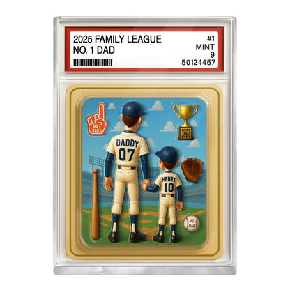 Baseball No. 1 Dad & Kids Trading Card Style Custom Action Figure Plaque, Father's Day Gift for Dad, Gift for Husband, Custom Acrylic Block