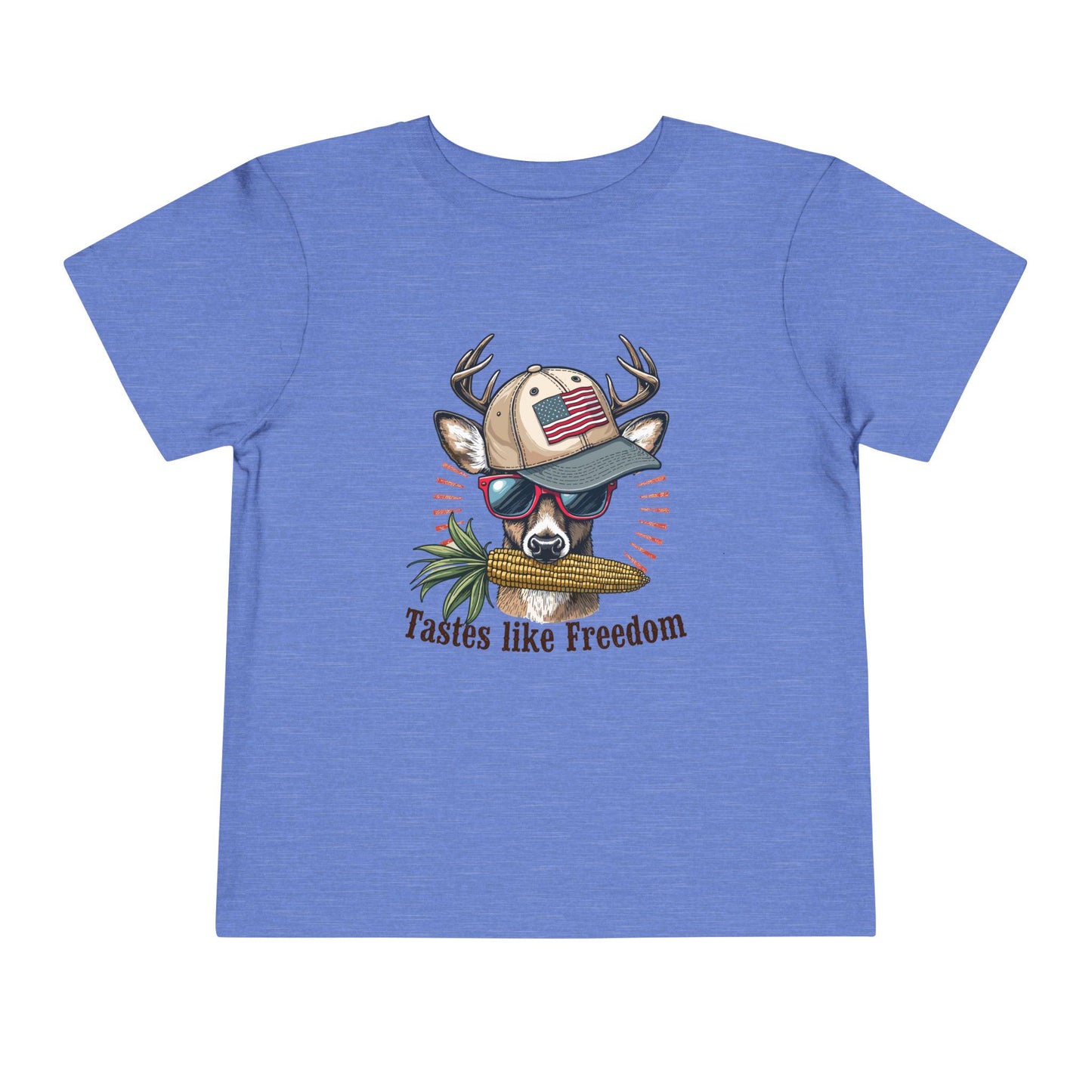 Toddler "Tastes Like Freedom" Tee: Patriotic Deer Design