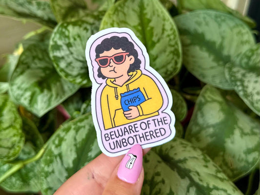 Beware of the Unbothered Waterproof Sticker, Mental Health Stickers, Handdrawn Art, Bestfriend Gifts, Positivity, Anxiety