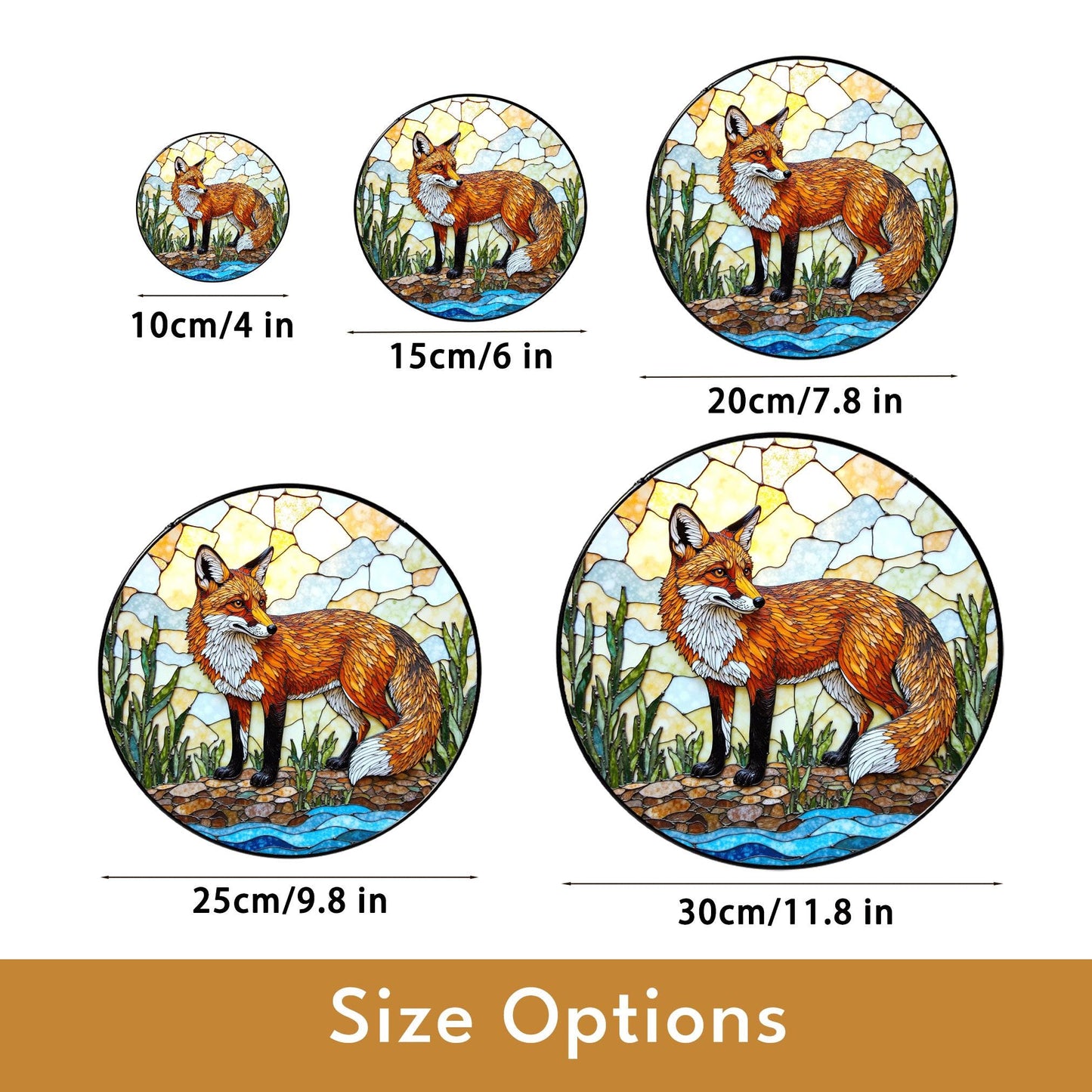 vivid red fox in forest stained glass suncatcher woodland animal window decor birthday gift for nature lover