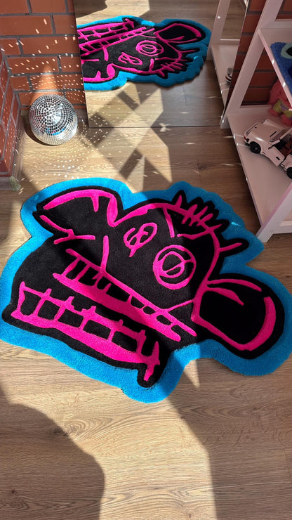 Jinx Arcane Tufted Rug – Custom 3D Puffy Rug, Handmade Cartoon Carpet, Cute Funny Room Decor, Bold Gift for Pink Lovers or Kids Room