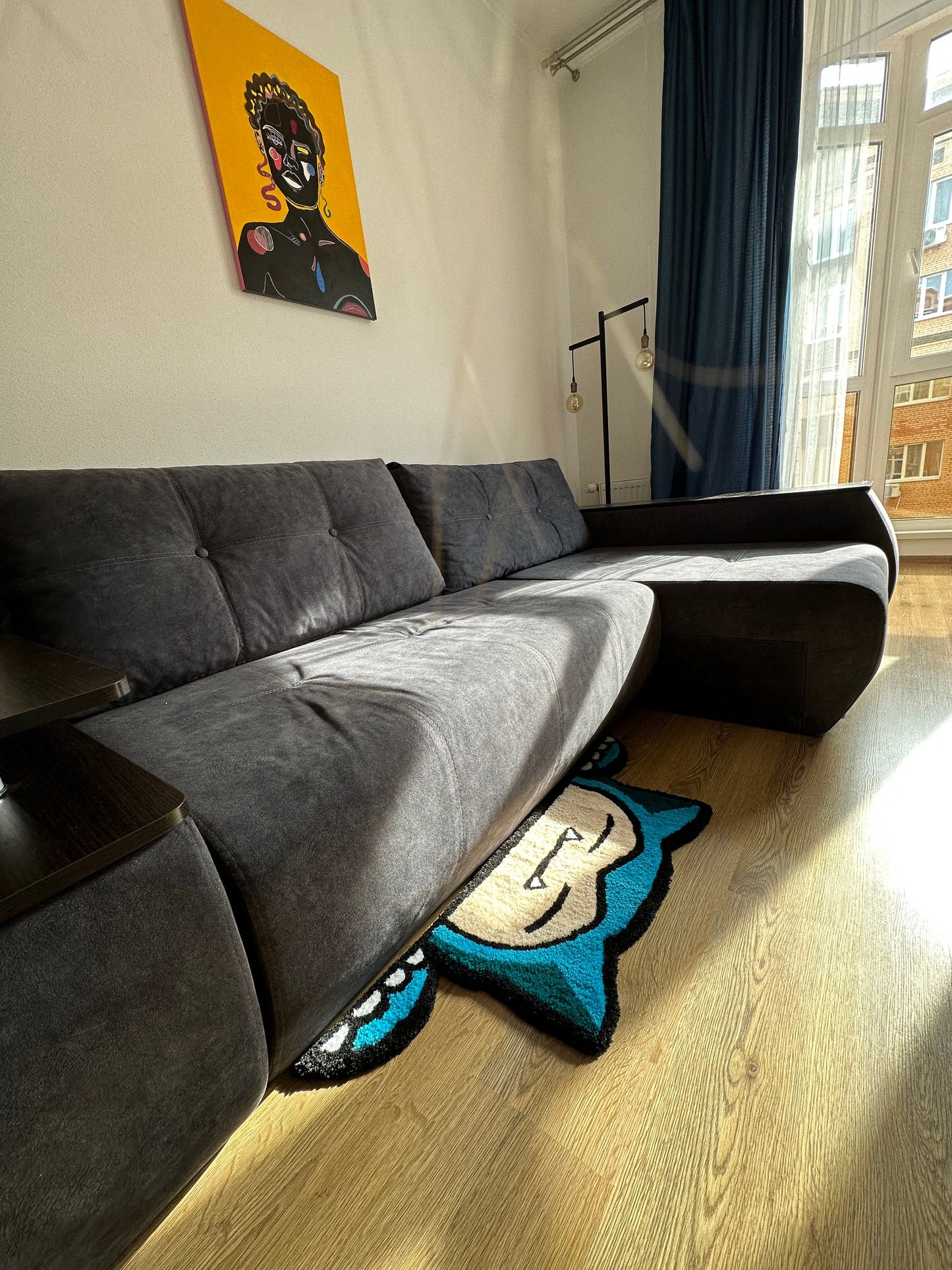 Snorlax Tufted Rug – Fluffy Handmade Custom Rug, Anime Room Decor, Cute Bedside Carpet, Gift for Lovers, Cozy Floor Mat