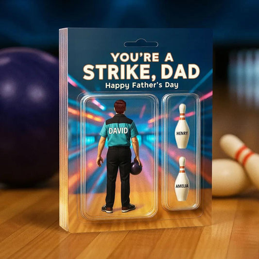Custom 3D Effect Bowling Dad, You're a Strike Dad Bowling Custom Figure Acrylic Block Plaque, Father's Day Gift for Dad, Gift for Husband