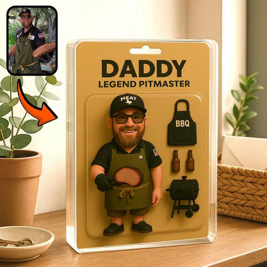 Personalized Fathers Day Gift For Dad, Custom Photo Dad Action Figure Acrylic Block, BBQ Dad Block Plaque Gift, Gift For Husband, Daddy Gift