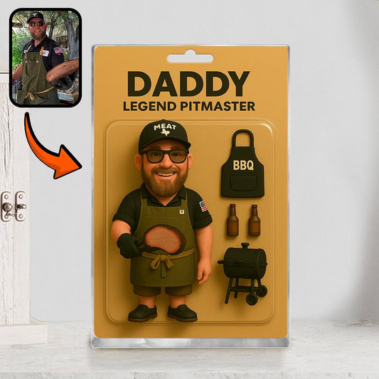 Personalized Fathers Day Gift For Dad, Custom Photo Dad Action Figure Acrylic Block, BBQ Dad Block Plaque Gift, Gift For Husband, Daddy Gift