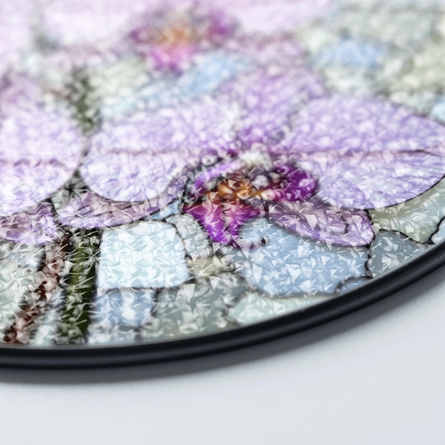 purple orchid flowers stained glass round suncatcher for window hanging gift for mom