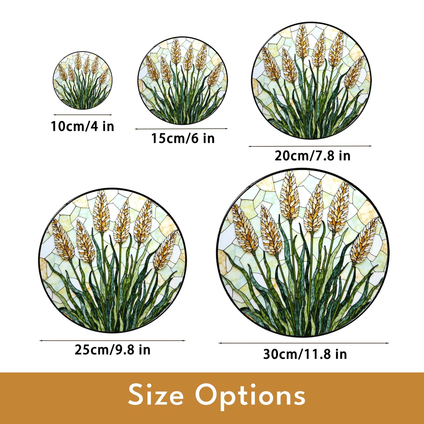 golden wheat field stained glass panel rustic suncatcher window art gift for nature lovers