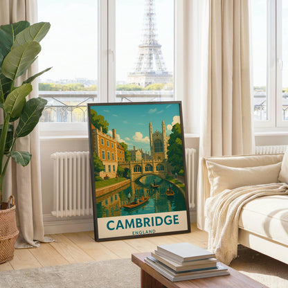 Cambridge Poster, Cambridge Wall Art, Britain Wall Art, Cambridge Travel Print, Cambridge Art, Wedding Gift, Birthday Present, Travel Decor