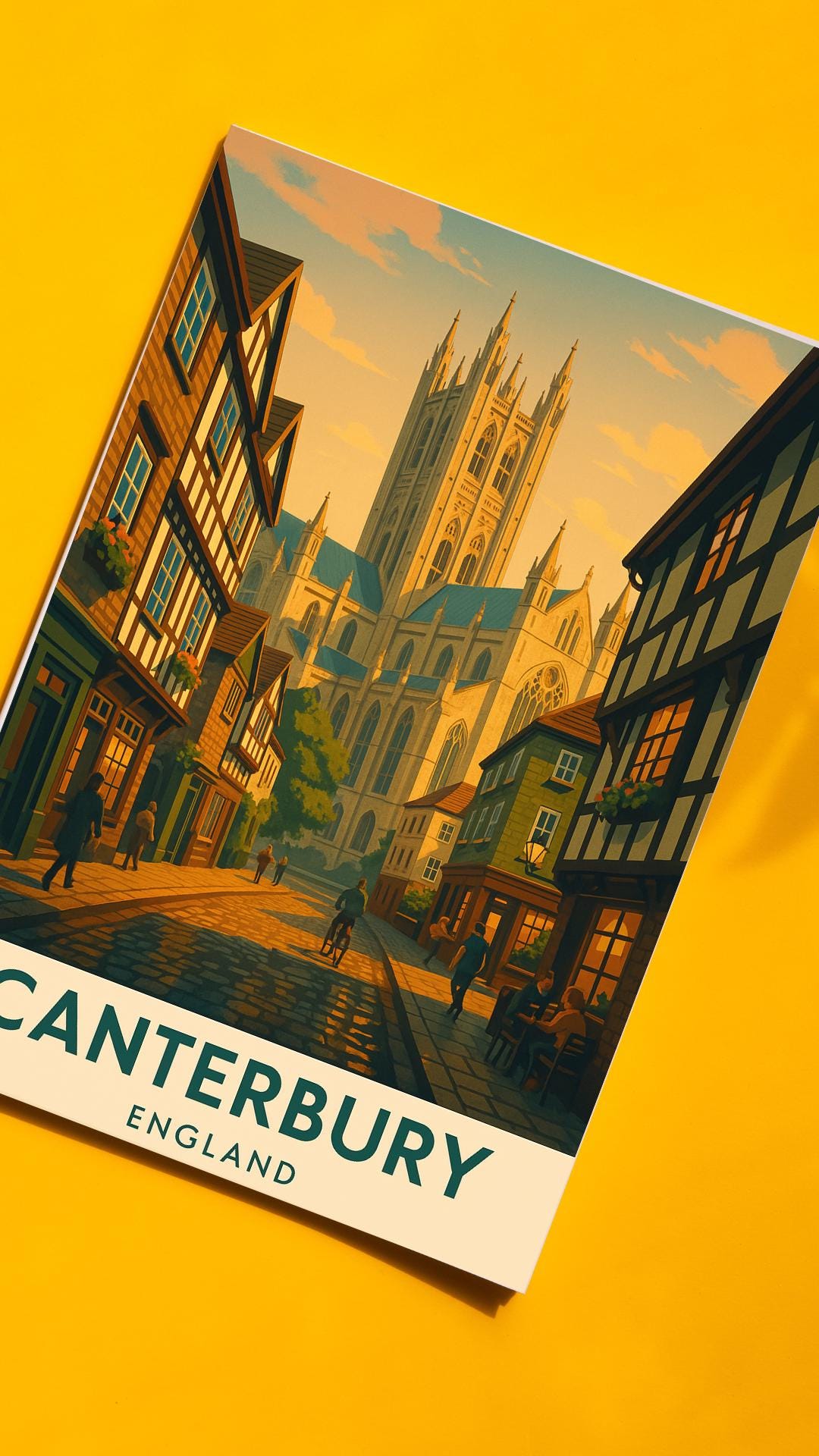 Canterbury Poster, Canterbury Wall Art, Britain Wall Art, Canterbury Travel Print, Canterbury, Wedding Gift, Birthday Present, Travel Decor