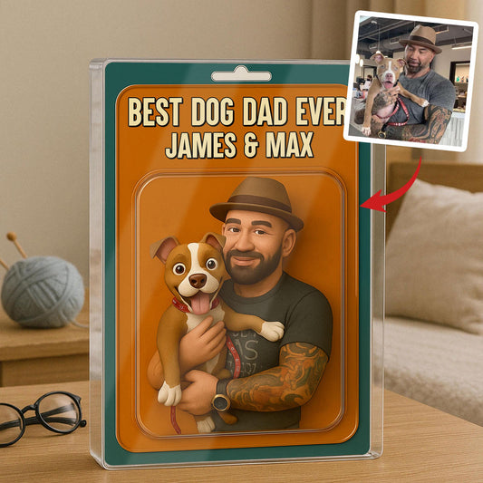Personalized Dog Dad Acrylic Block, Dog Dad Gifts, Cat Dad Acrylic Plaque, Custom Figure From Photo, Pet Dad Gift, Dog Dad Father's Day Gift