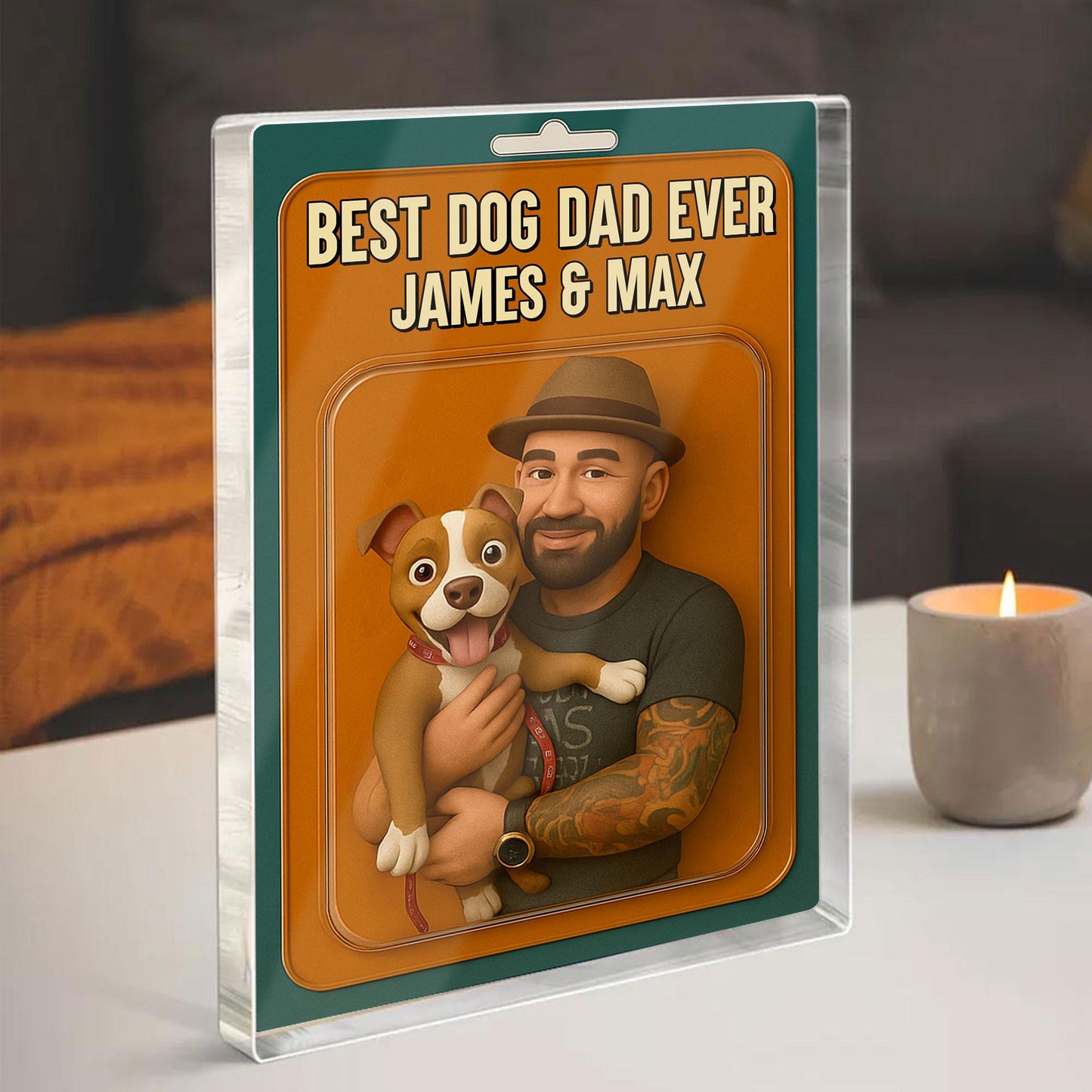 Personalized Dog Dad Acrylic Block, Dog Dad Gifts, Cat Dad Acrylic Plaque, Custom Figure From Photo, Pet Dad Gift, Dog Dad Father's Day Gift