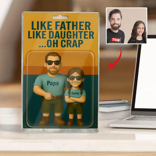 Custom Father's Day Gift For Dad, Like Father Like Daughter Plaque, Personalized Photo Dad And Kids Figure Acrylic Block, Gift For Husband