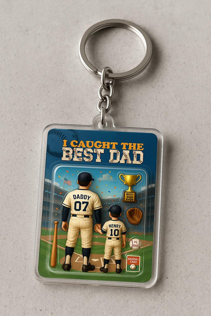 I Caught the Best Dad Baseball Acrylic Plaque, Trading Card Style Custom Action Figure Plaque, Custom Acrylic Block, Father's Day Dad Gift